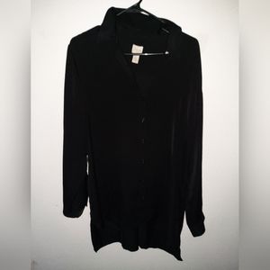 CHICO'S LONG SLEEVE BUTTON UP BLOUSE TUNIC,Chico’s size 2 Semi sheer black